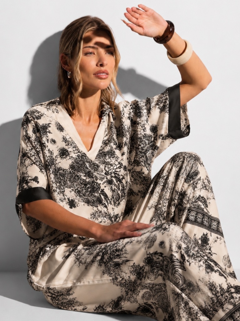 JAKI London Silk Blend Toile Two Piece Set S/M Made in Italy Rare